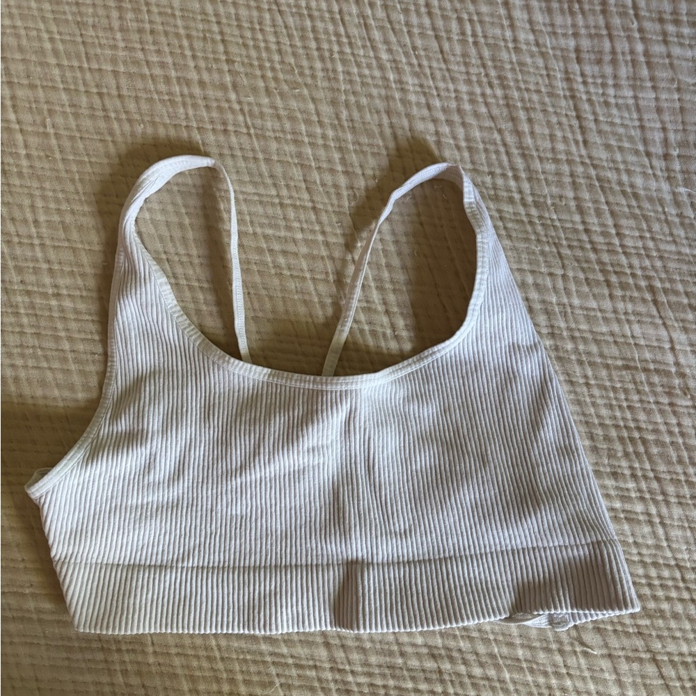 Free People White Ribbed Bra